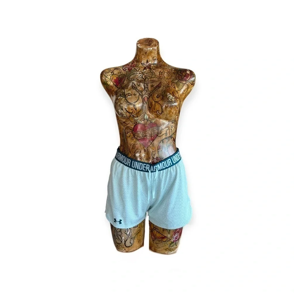 Under Armour green shorts athletics running heat gear active work out wear small